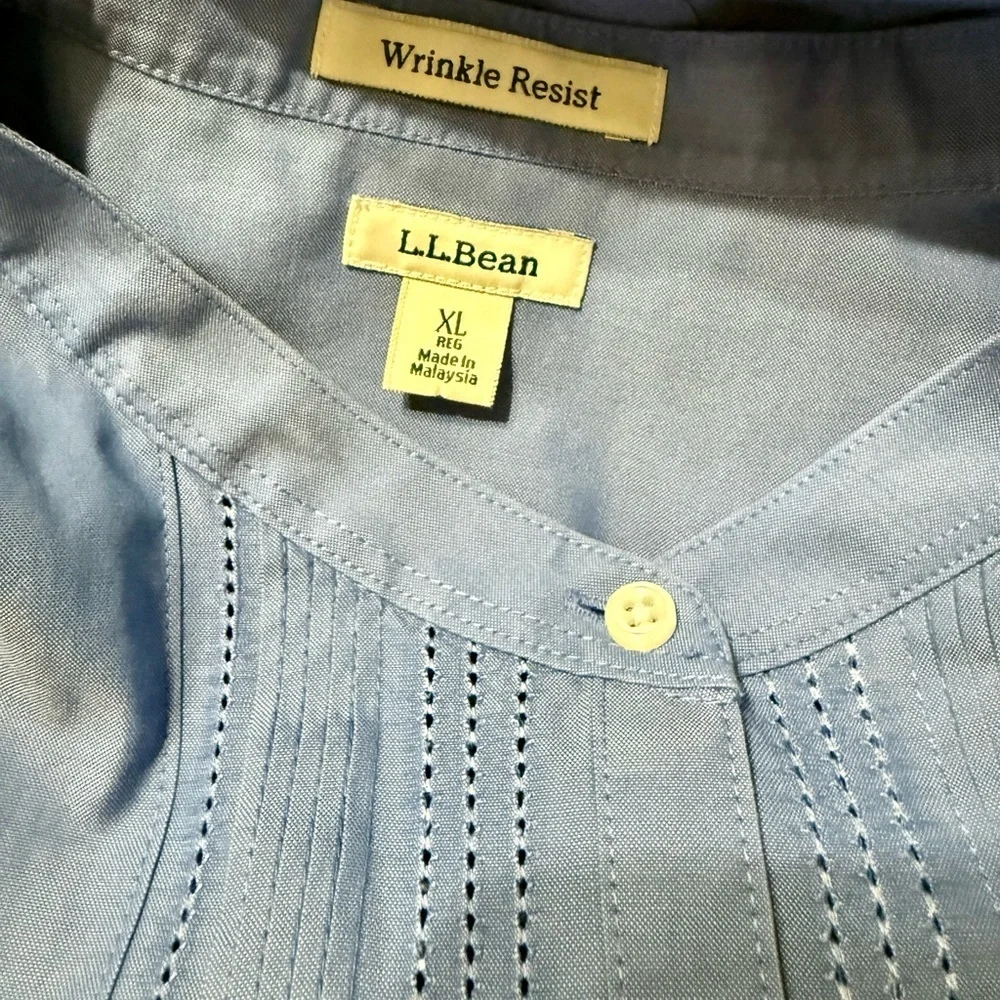 L.L. Bean Women's Blue Sleeveless Button-Down Blouse - Picture 4 of 5